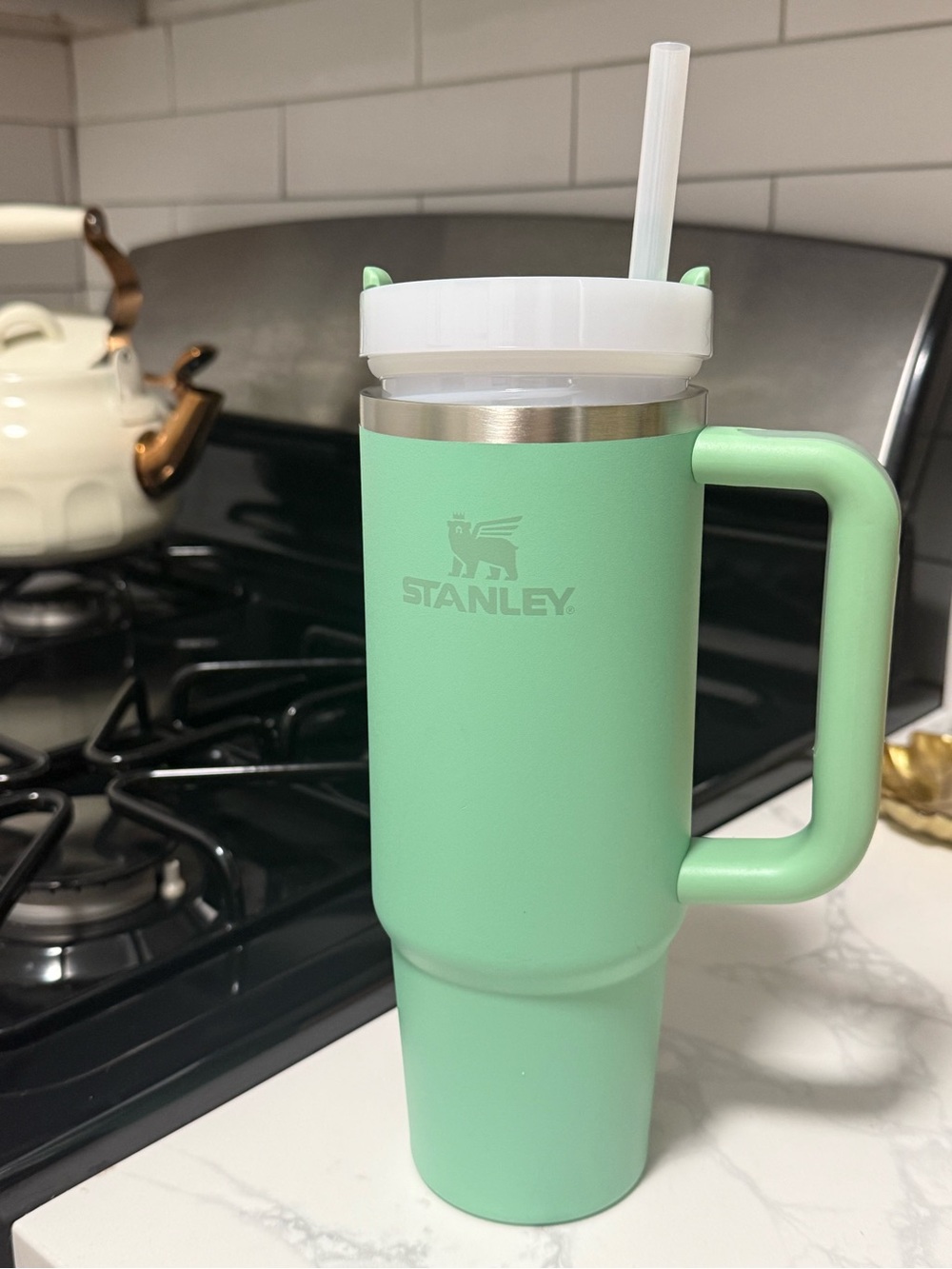 Stanley Mint Green Insulated Travel Tumbler with Handle and Straw 30oz